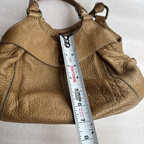 Cole Haan Gold Pebbled Leather Handbag Double Handles & Zip Closure - Picture 11 of 13